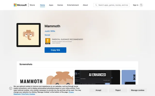 Screenshot of Mammoth - Free download and install on Windows | Microsoft Store