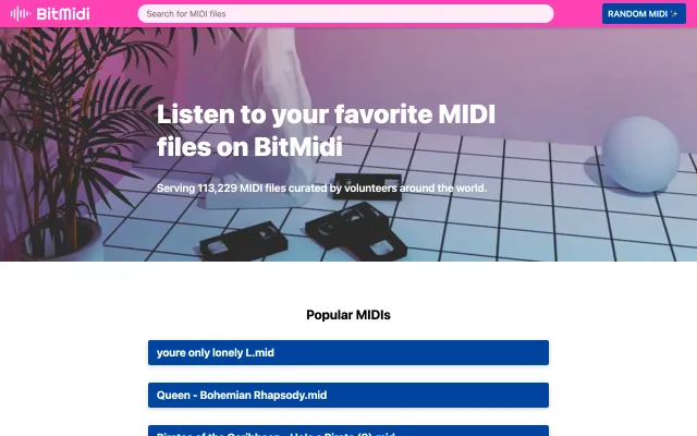 Screenshot of Popular MIDIs — BitMidi