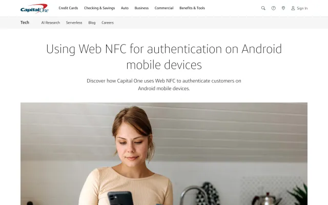 Screenshot of Web NFC for authentication on Android mobile devices