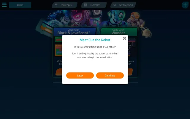 Screenshot of Cue for Education