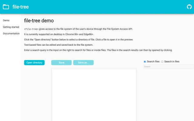 Screenshot of file-tree Web Component