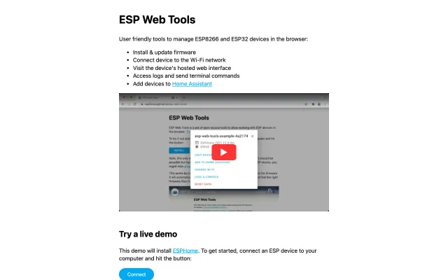 Screenshot of ESP Web Tools