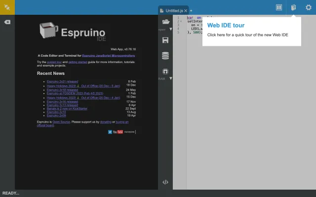 Screenshot of Espruino Web IDE