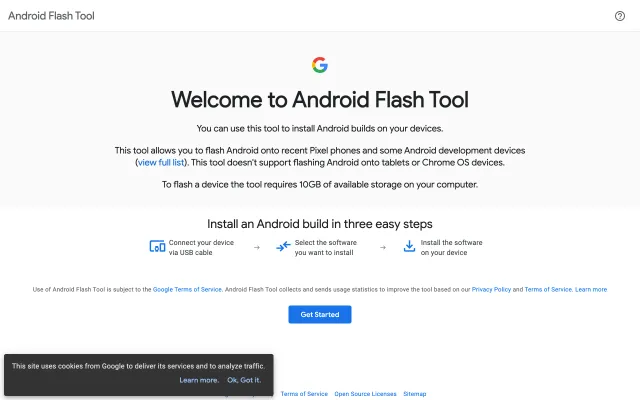 Screenshot of flash.android.com