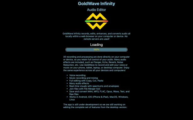 Screenshot of GoldWave Infinity Audio Editor