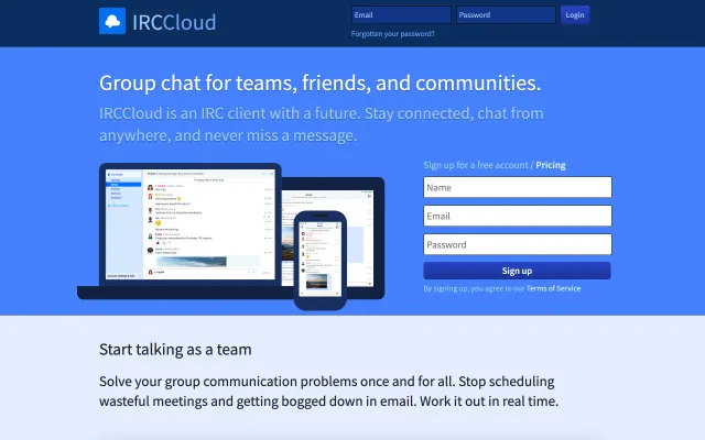 Screenshot of IRCCloud