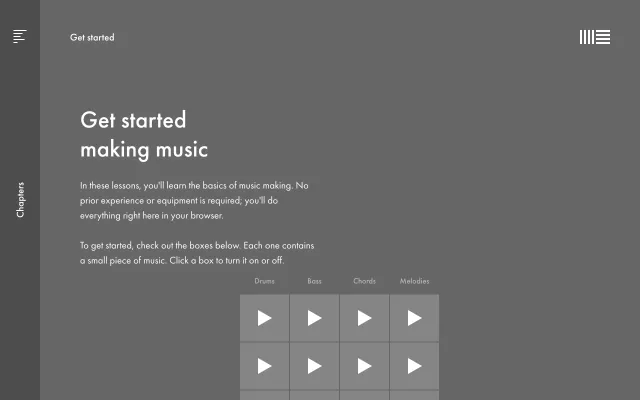 Screenshot of  Get started | Learning Music