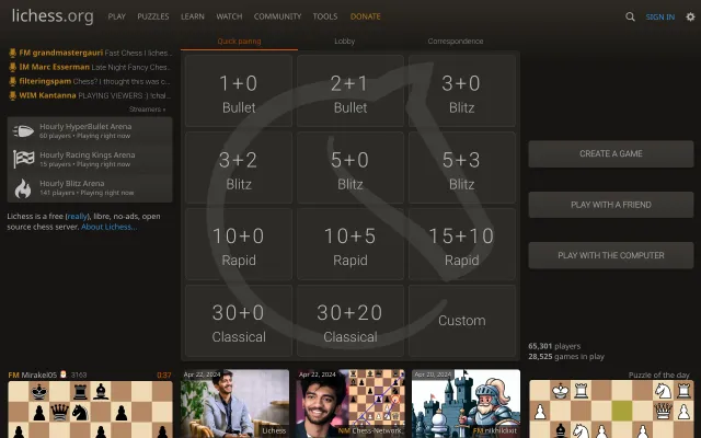 Screenshot of The best free, adless Chess server