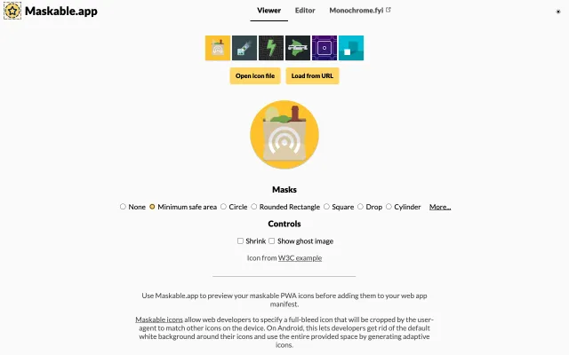 The app at https://maskable.app/.
