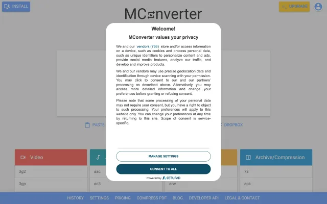 Screenshot of MConverter: Easy to Use Online File Converter