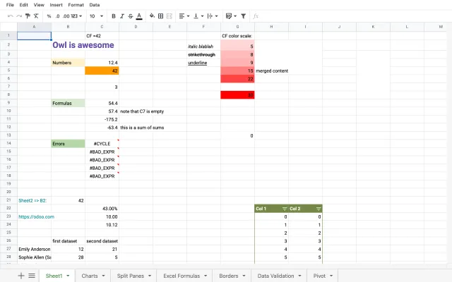 Screenshot of o_spreadsheet