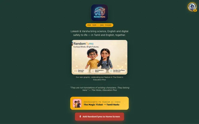 Screenshot of RandomTyms — Free Tamil & English Learning Apps for Kids