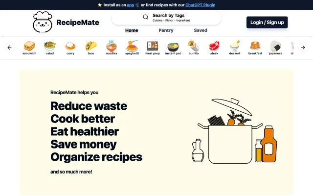 Screenshot of RecipeMate - Find recipes by ingredients