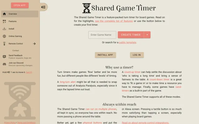 Screenshot of sharedgametimer.com