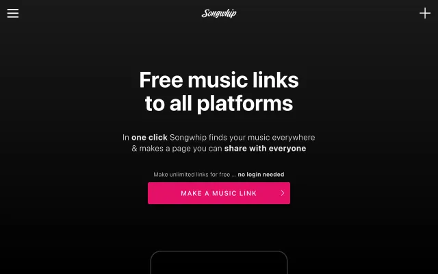 Screenshot of Songwhip - Free music links to all platforms