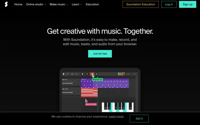 Screenshot of Make music in an online DAW
