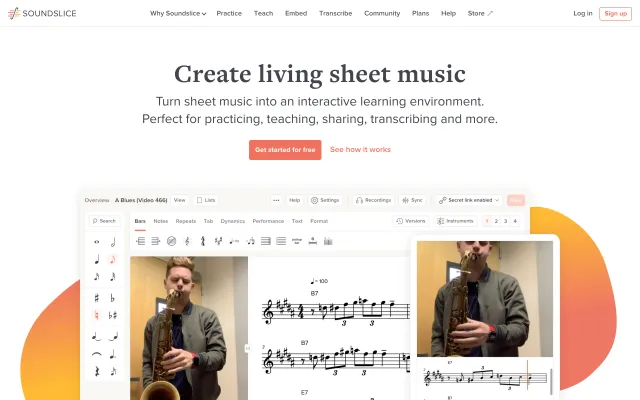 Screenshot of Soundslice | Create living sheet music
