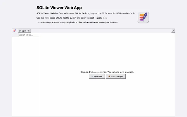 Screenshot of sqliteviewer.app