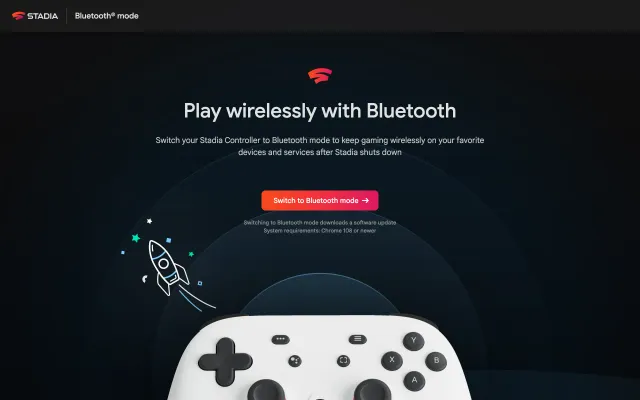 Screenshot of Stadia Bluetooth mode