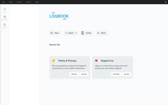 Screenshot of Logbook