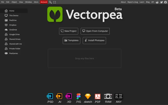 Screenshot of Vectorpea | Online Vector Editor