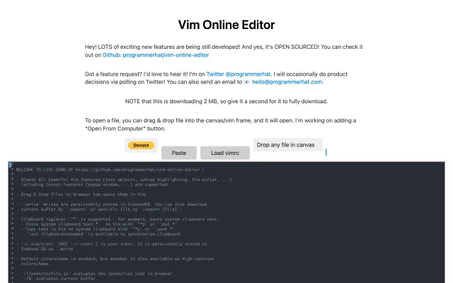 Screenshot of Vim Online Editor - Vim Editor In Browser